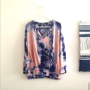 Young Fabulous & Broke Tie Dye Pink and Navy Top